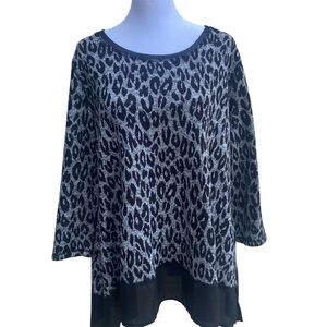 Ruby Rd. Animal Print Tunic Black and Gray Women’s  Size XL